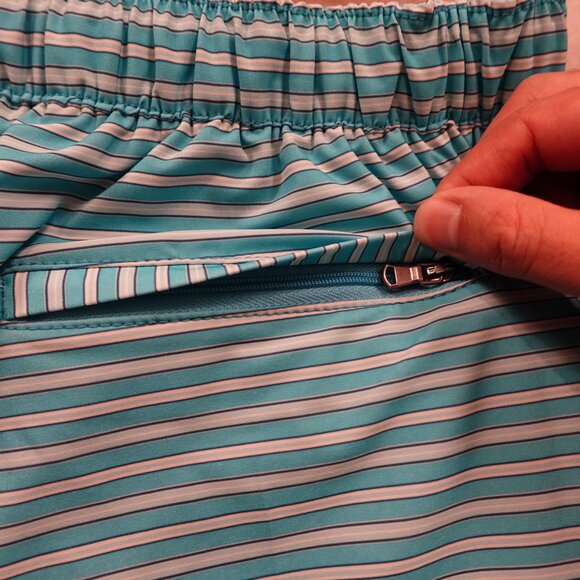 Lands’ End Hybrid Swim Shorts Men’s Medium 7” Teal Stripe Lined Quick-Dry - Picture 12 of 12